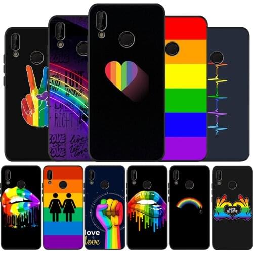 Gay Lesbian LGBT Rainbow Pride ART Black Soft Phone Case For Huawei 40 30 20 10 9 Lite Pro P smart 2019 Y6 Y6 Prime2019 Y9 2018