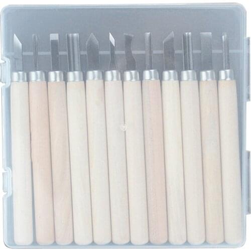 JFBL Hot Wood Carving Knife 12Pcs Boxed Rubber Stamp Carving Knife Handmade Wood Carving Knife 12Pcs Black Steel Set