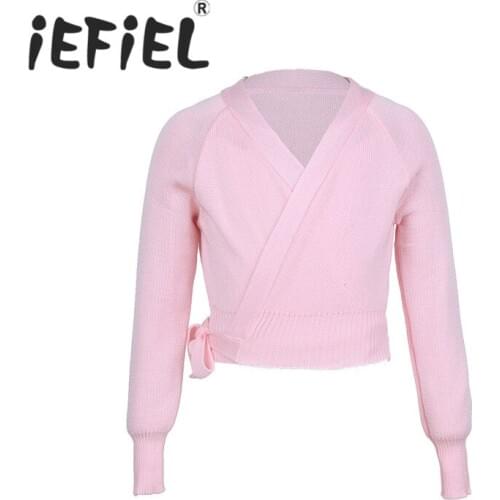 Kids Girls Classic Long Sleeve Girl Ballet Gymnastic Leotard Jacket Dance Sweater Top Coat Kids Dance Clothing Jacket Dance Wrap