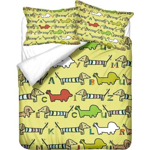 Pet Dog Duvet Cover Pet Dog Bedding Set 3D Print Dachshund Sausage Dog Bed Cover Set For Kids Adults Home Textile Bedclothes