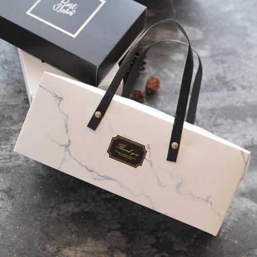 2pcs Marbling Cake Boxes And Packaging Box With Handle Portable Dessert Holder Full Carrying Case For Baker Shop Home Cake Box
