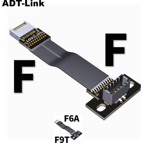 ADT-Link Type E Mainboard Internal 20Pin USB 3.1 Type-E to USB 3.1 type-E Extension Flat Cable Up to 10G/bps Shielded GEN2