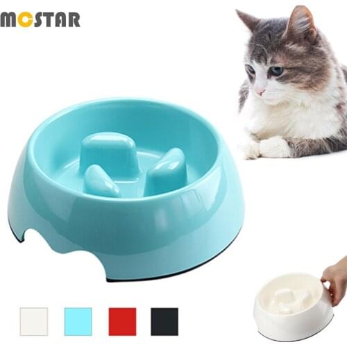 MC Star Pet Slow Food Bowls Cats Dogs Not Fragile Melamine Puppy Dishes Solid Color Anti-Choke Pets Non-Slip Slow Feeder Plate