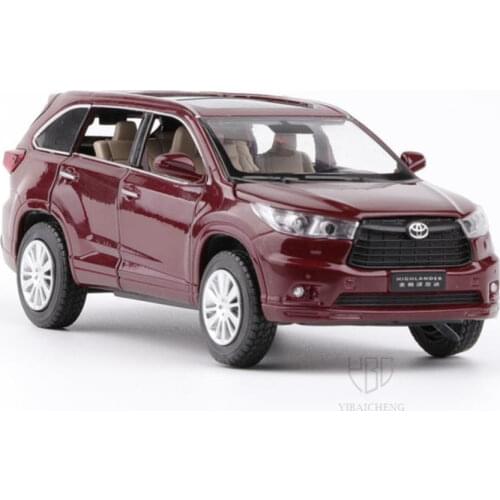 1/32 Highlander Diecast Alloy Car Models Toy High Simulation Metal SUV Model Wight Light 6 Doors Opened Gifts For Kids Present