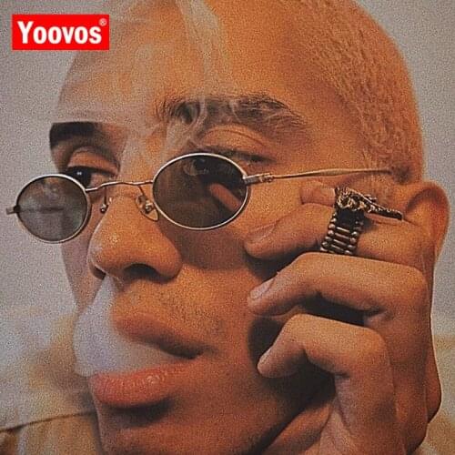 Yoovos Fashion Round Sunglasses Men 2021 New Alloy Brand Design Classic Men Sunglasses Small Frame Luxury Funny Gafas De Hombre