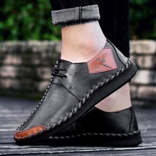 New Casual Moccasins Slip on Formal Loafers Men Fashion Genuine Leather Breathable Comfy Slip-on Driving Flats Loafers Shoes