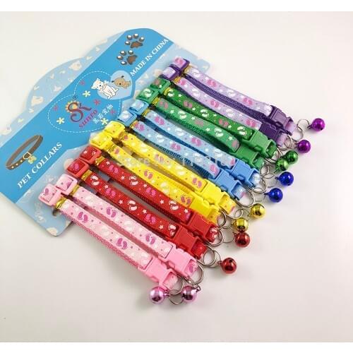 480 pcs/lot Nylon Pet dog Collar Small Dogs Cat Puppy Necklace with Bell 1.0cm Width Free Shipping
