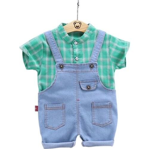 New Kids Tracksuits Summer Baby Boys Clothes Children Casual Shirt Strap Shorts 2Pcs/Sets Toddler Fashion Costume Infant Outfits