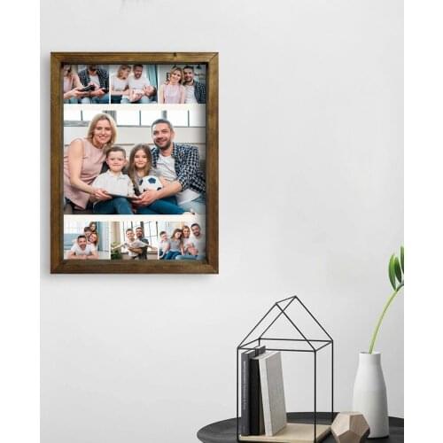 Personalized 7 Photo Natural Solid Wood Frame Table 45x65cm-1