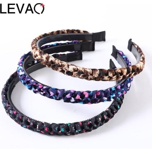 LEVAO Braid Toothed Non-slip Headbands 1.6cm Thin Edge Fashion Women Twist Hairbands Head Band Headwear Girls Hair Accessories