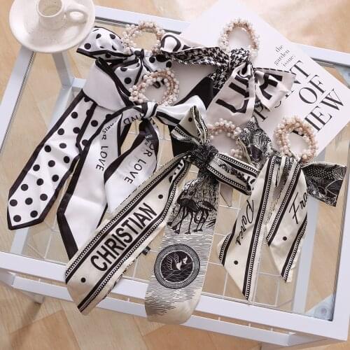 UMKA New Satin Bowknot Elastic Hair Bands For Women Girls Scrunchies Headband Hair Ties Ponytail Holder Hair Accessories