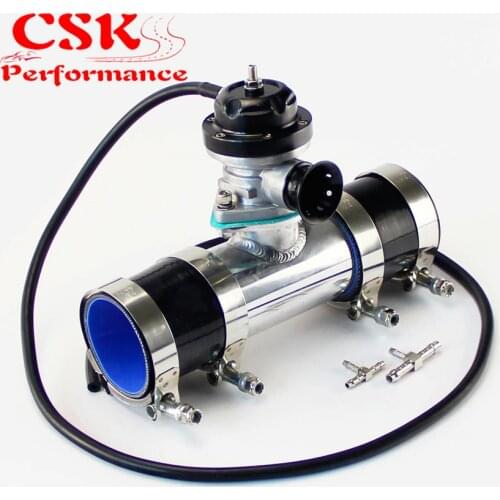 Type-RS 30PSI Blow Off Valve BOV +2" Flange Pipe Adapter Silicone hose kit Black / Blue / Silver