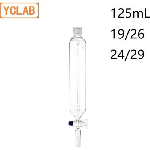 YCLAB 125mL 19/26 & 24/29 Constant Pressure Funnel with Graduation High Temperature Resistance Glass Lab Chemistry Equipment