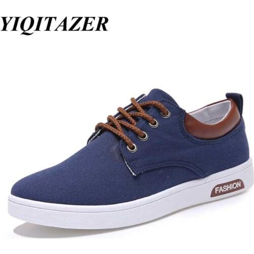 YIQITAZER 2018 New Arrival Casual Canvas Man Shoes,Rubber Soles Summer Fashion Lace up Mens Shoes