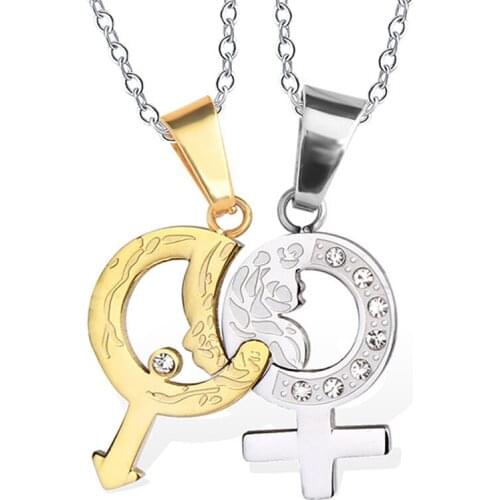 RIR Stainless Steel Mens Womens Gender Couple Necklace Pendant His & Hers Matching Set Jewelry