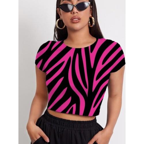 3d Tshirt Stripe T-shirt Women Zebra Shirt Print Gradient Tshirt Printed Harajuku Tshirts Casual Womens Clothing Punk Rock