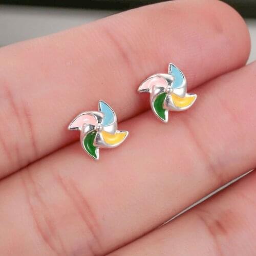 Cxwind New Funny Colorful Geometric Pinwheel Earring Windmill Kite Stud Earrings Stylish Jewelry Gifts for women Girl Bijoux