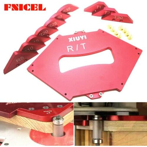 1Set Aluminium Alloy Shape Contour Gauge Angled Ruler T / R Gauge Trimming Machine Fillet Gauge Carpenter Woodworking Tools