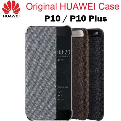100% Original HUAWEI P10 Case official Smart View Window Canvas Leather Flip Case HUAWEI P10 Plus Case P10 Plus Flip Cover