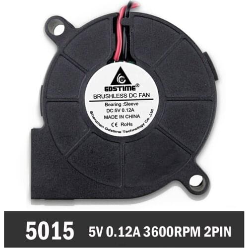 20 Pieces/lot Gdstime PC DC Cooling 50mm 5cm 50x50x15mm 5015 5V Centrifugal Blower Fan