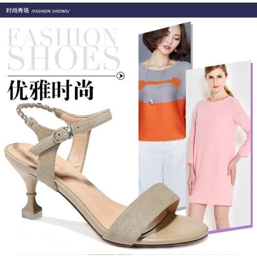 2018 new arrive Guciheaven women sandals summer top quality elegant buckle hoof square heel size 34-40