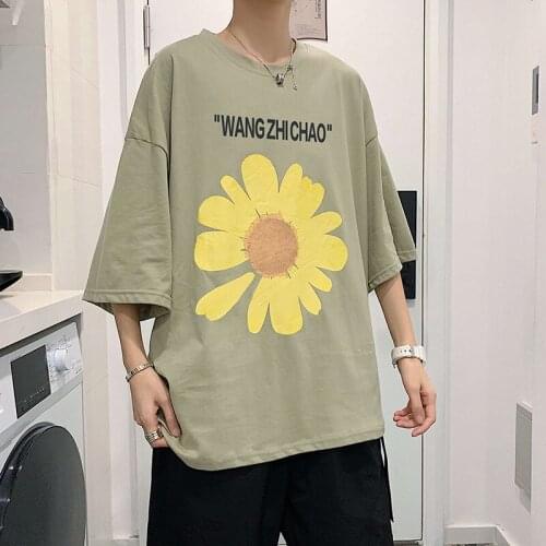 2021 Saddest Daisy Flowers Face Print Short Sleeve T Shirts Streetwear Men Hip Hop Harajuku Casual Tees Tshirts Fashion Tops