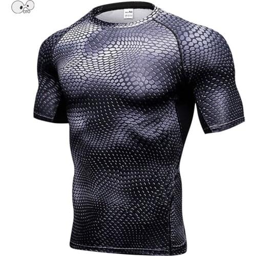 3D Full Printed Mens Running Compression Shirt Base Layer Short Sleeve Workout Fitness MMA Body Building Tops Rashguard T-Shirt