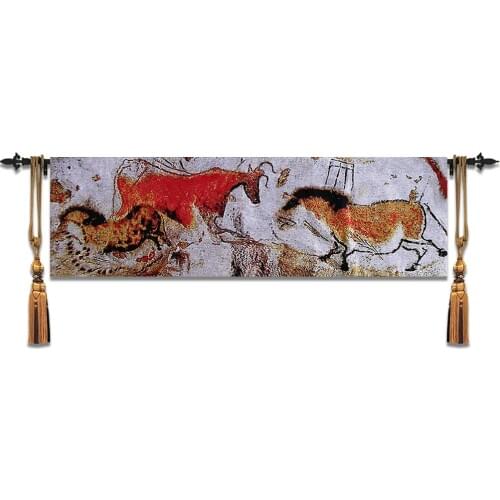 42 * 140 cm Belgian animal tapestry Art frescoes Cotton jacauard fabric Rasco cave mural wall hanging Study antique tapestry