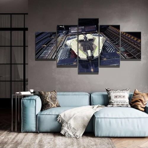 5 Pieces EliteDangerous Sci-fi Games Spacecraft Poster Canvas Paintings for Home Decor-Unframed