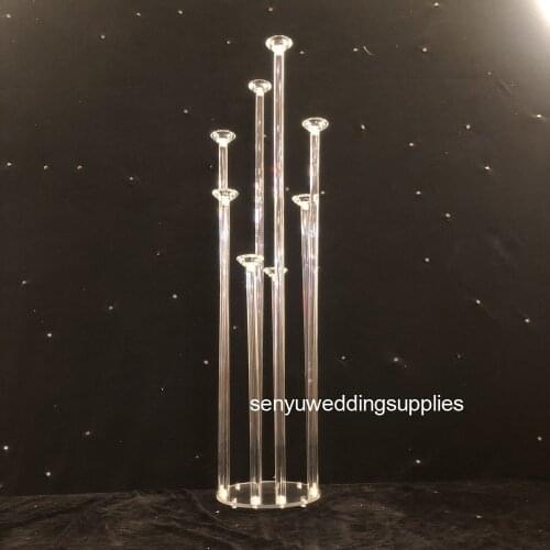 8 Heads clear Candelabra Candle Holders Acrylic Wedding walkway stand Flower Stand /Beautiful Crystal acrylic chandelier candela