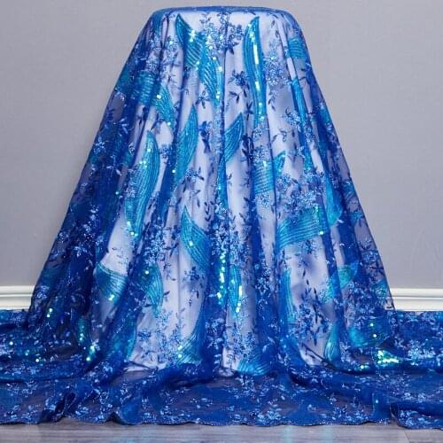 African Lace Fabric 2021 High Quality Lace Blue French Tulle Nigerian Diy Sewing Embroidery Dersses For Women Party WeddingA2553