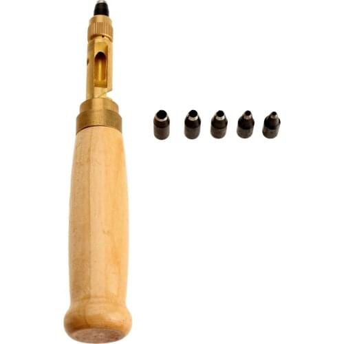 6Pcs Automatic Belt Rotary Punch Replaceable Belt Screw Hole Puncher DIY Leather Paper Tool Drill Craft Kit Tool Set