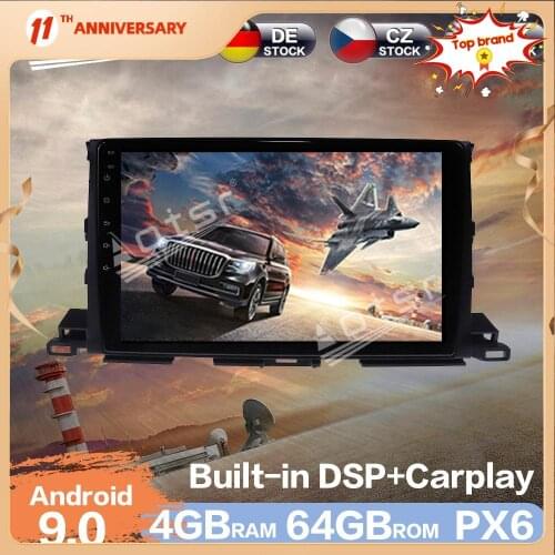 Aotsr Android 9.0 4G RAM Car Radio GPS Navigation DSP Car Auto Stereo Video Multimedia DVD Player For Toyota Highlander 2013-18