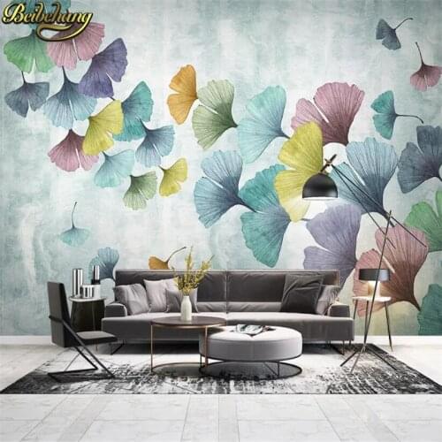 Beibehang custom Nordic Watercolor ginkgo leaf wall papers home decor TV sofa background papier peint mural 3d wallpaper roll