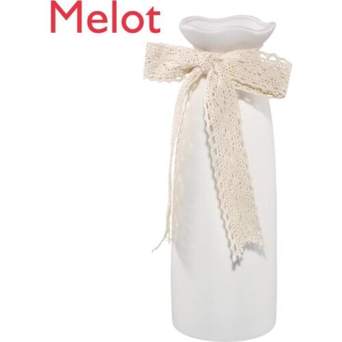 European White Ceramic Dried Flower Flower Arrangement Vase Modern Minimalist Creative Living Room Decoration