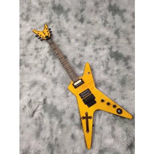 Free transport, yellow shaped 6-string electric guitar