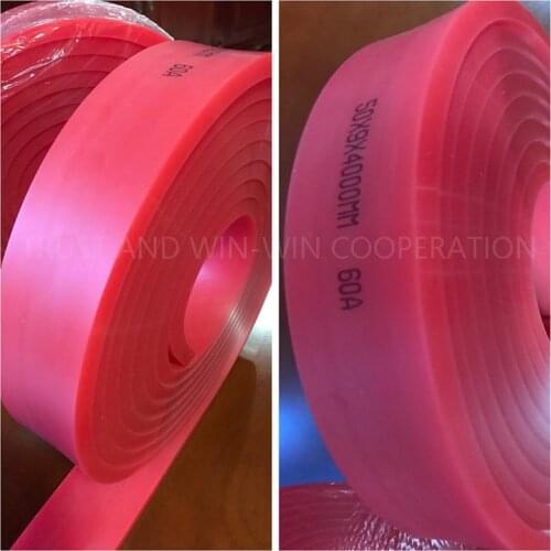 FREE SHIPPING ! Red 50mm*9mm*4m!!! Screen Printing Flat Squeegee Rubber Red_60A Durometer