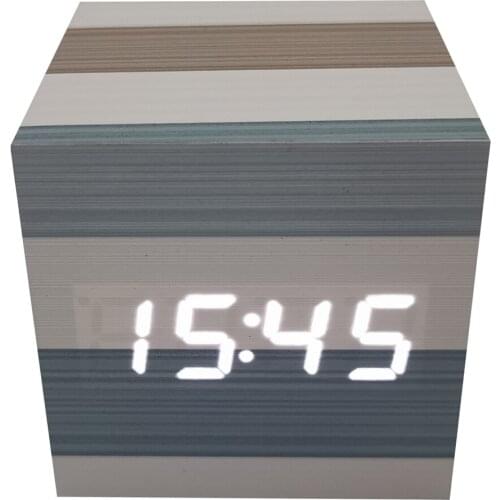 Noiseless LED Digital Alarm Clock Thermometer Calendar Display Sound Control