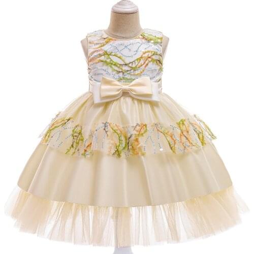 Champagne A-Line Flower Girl Dressese Tutu Girls Dress Formal Wear High Quality in Stock For 4-10Y