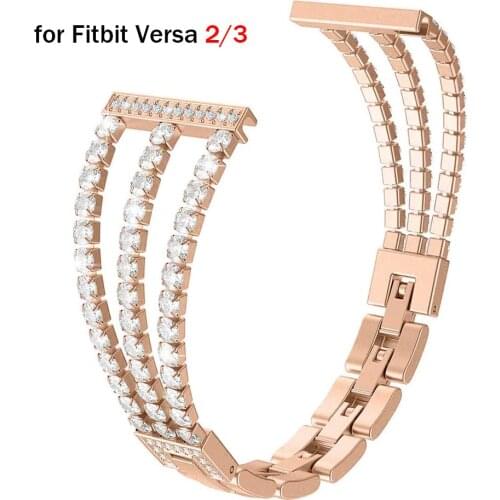 Rose Gold Bracelet for Fitbit Versa 2/3/Lite Band Replacement Woman for Fitbit Sense Wristband Bling Fitbit Sense Correa Luxury