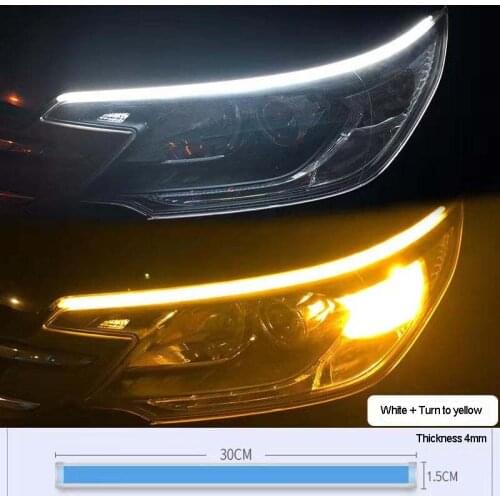 Drl Yellow Flexible Headlights Daytime Brake Turn Signal Flowing Running Colorful Lights Led Strip For Bright Car 12v Side Lamps