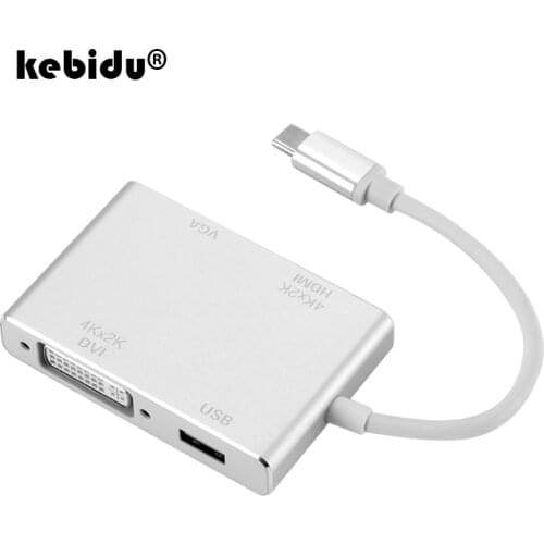 Kebidu Type-C USB C Male to VGA DVI USB3.0 Female Adapter Cable HDMI-compatible 1080P for New Macbook Chromebook Monitor