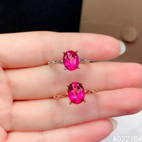 KJJEAXCMY fine jewelry 925 sterling silver inlaid natural pink topaz women elegant fashion oval Chinese style gem ring support d