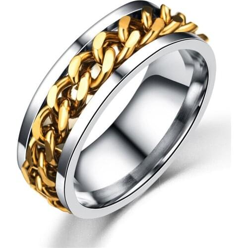 Hot Stainless Steel Rotatable Men Couple Ring High Quality Spinner Chain Rotable Rings Punk Women Man Jewelry for Party Gift
