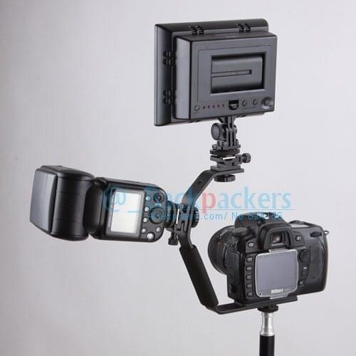 Camera Flash Bracket Light Stand Mount Holder with two Hot Shoe for Universal flash Photo Studio Accessories
