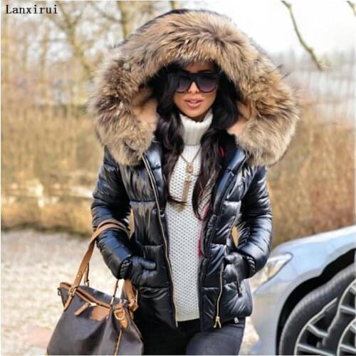 Autumn Winter Jacket Women Faux Fur Hooded Thick Down Parkas Female Jacket Coat Slim Warm Winter Thick Outwear