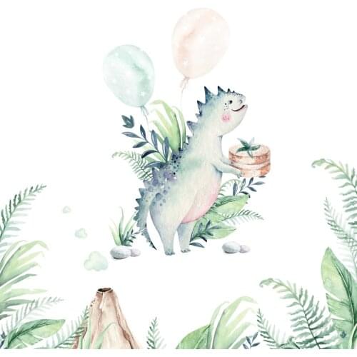 Laeacco Baby Shower Birthday Photography Backdrops Watercolor Balloon Cartoon Little Dinosaur Customized Photographic Background