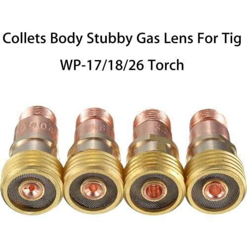 Brass Collets Body Stubby Gas Lens Connector With Mesh For Tig WP-17/18/26 Torch Welding Accessories