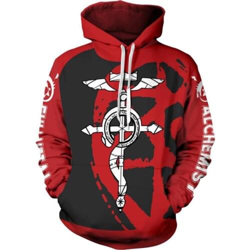 Fullmetal Alchemist Cosplay Hoodie Men Women Casual Hooded Sweatshirt Pullover Zip Up Jacket Coat