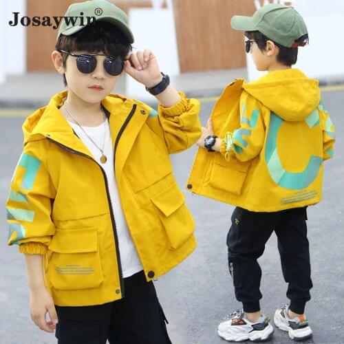 New Children Clothing Spring Autumn Jacket for Boys Kids Long Sleeve Coat for Boys Print Hooded Sport Student Outerwear Jackets